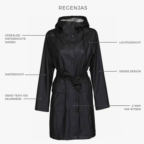 Ilse Jacobsen Regenjas Dames RAIN71 Black
