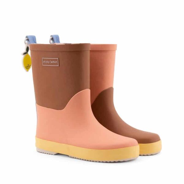 Sticky Lemon Rain Boots Colourblocking Willow Brown + Berry Swirl + Vanilla Sorbet